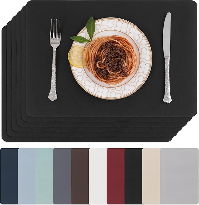 SHACOS Placemats Set of 6 Faux Leather Waterproof Leakproof Wipeable PU by SHACOS