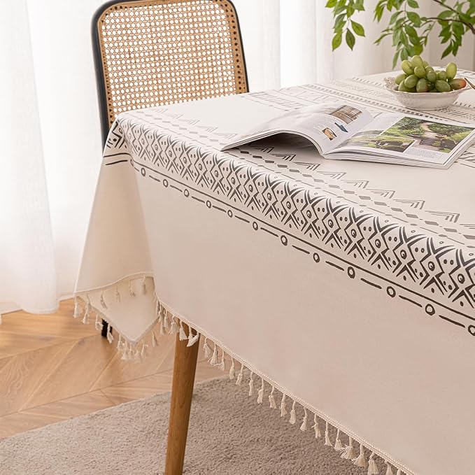 Waterproof Tassels Tablecloth, Bohemian Orange Colorful Table Cloth, Rectangle - Image 4