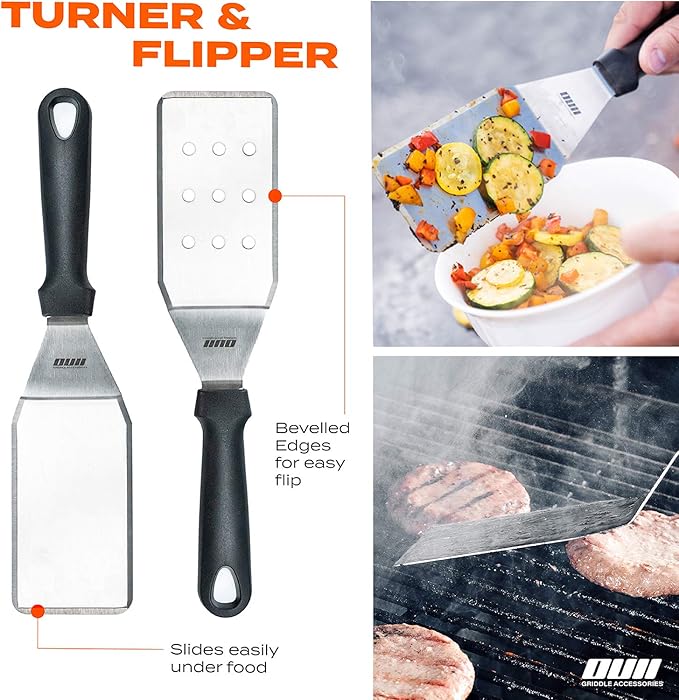 Barbecue Tool Set, 9-Piece Stainless Steel Griddle Kit with Carry Bag