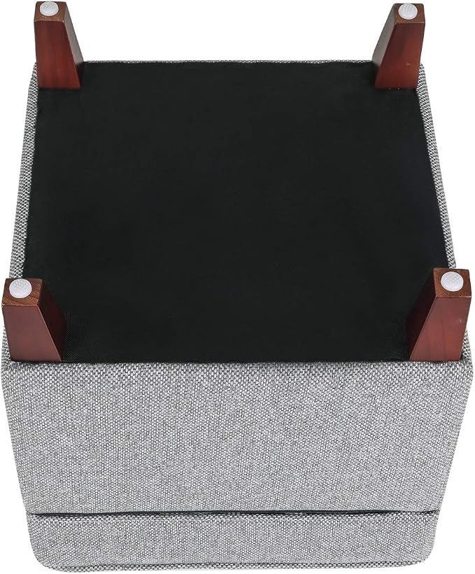 Adeco 17" Square Ottoman with Storage, Small Blue Storage Ottoman Foot Rest - Image 9