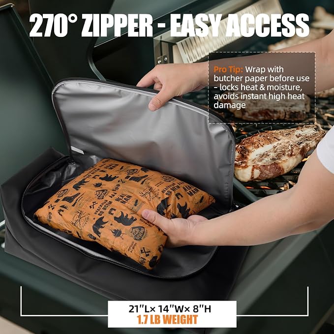 BBQ Blanket for Resting Meat, Leak-Proof Insulated Meat Resting Bag, 270° Top - Image 3