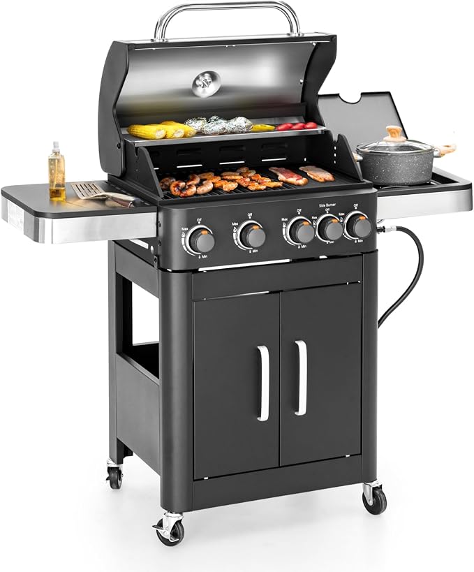 MFSTUDIO Propane Grills with Side Burner, BBQ Grill Griddle Combo by MFSTUDIO