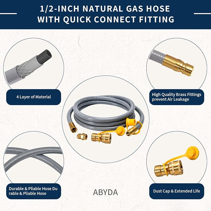 ABYDA 10Feet 1/2" ID Natural Gas Hose Low Pressure LPG Hose - Image 4