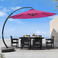 7 Piece Patio Dining Set with 11ft Patio Umbrella, 7 Black Outdoor HDPE Dining by Unknown