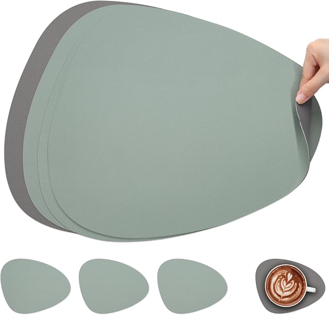 Myir JUN Placemats, Dual-Sided Placemats Waterproof Faux Leather Placemats Set by MyirJUN