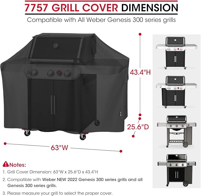 Unicook 63 Inch Grill Cover for Weber Genesis 300 Series and New 2022 Genesis - Image 5