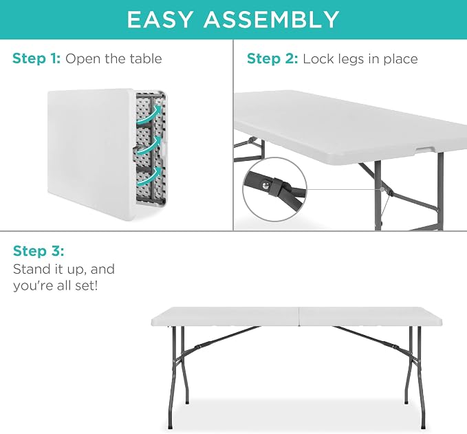 Best Choice Products 6ft Plastic Folding Table, Indoor Outdoor Heavy Duty - Image 7
