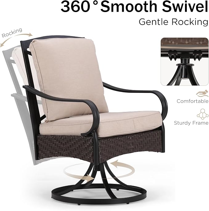 PHI VILLA 7 PCS Outdoor Dining Sets, All-Weather Patio Table and Chairs Set - Image 5