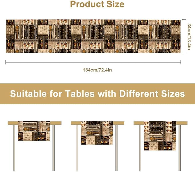 Ancient Egyptian Table Runner, Vintage Abstract Mystical Hieroglyphics Culture - Image 7