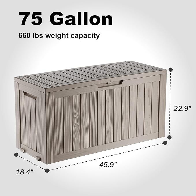75 Gallon Outdoor Storage Box – Resin Deck Box - Image 2