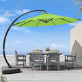 7 Piece Patio Dining Set with 11ft Patio Umbrella, 7 Gray Outdoor HDPE Dining by Unknown