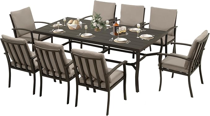 HAPPATIO Aluminum 9 Piece Patio Dining Set by HAPPATIO