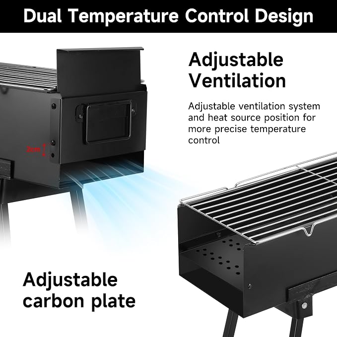 WILLBBQ Charcoal Grills Commercial Quality Portable Hibachi BBQ Folded Camping - Image 6