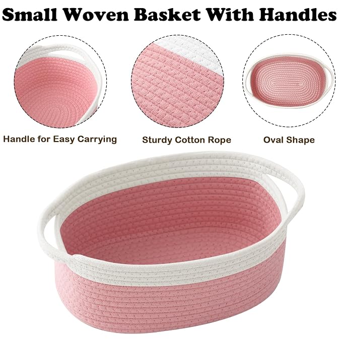 Gift Basket with Gift Bag and Ribbons, Small Rope Woven Shelf Storage, Baskets - Image 6