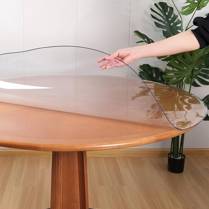 RostiKong 36 Inch Clear Plastic Round Table Top Protector PVC Tablecloth Cover by RostiKong