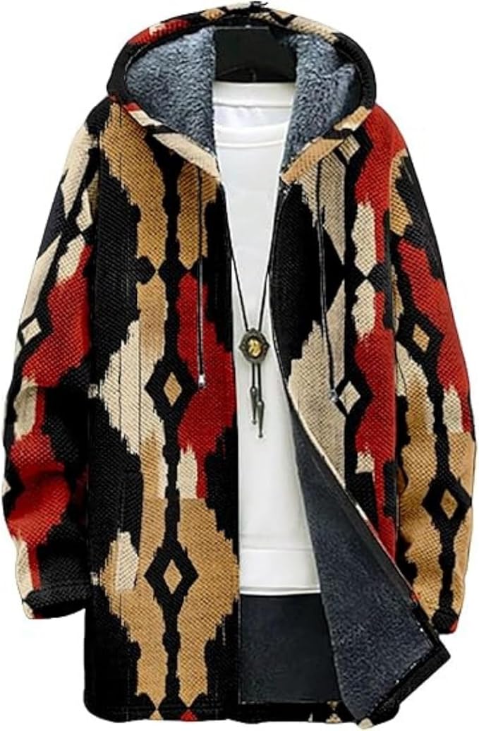 Men's Hooded Sweater Coat Knit Fleece Lined Long Cardigan Jacket by Unknown