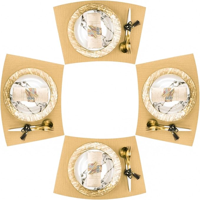 Round Table Placemats Set of 4, Faux Leather Heat Resistant Table Mats by ZIWUROAD