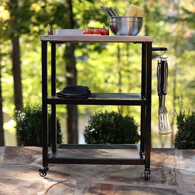 NUUK Three-Shelf Rolling Outdoor Dining Cart Table - Image 3