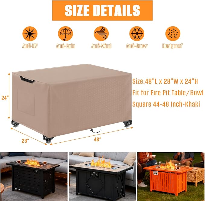 Kovshuiwe Porch Shield Fire Pit Cover Square-600D Fabric Waterproof and - Image 2