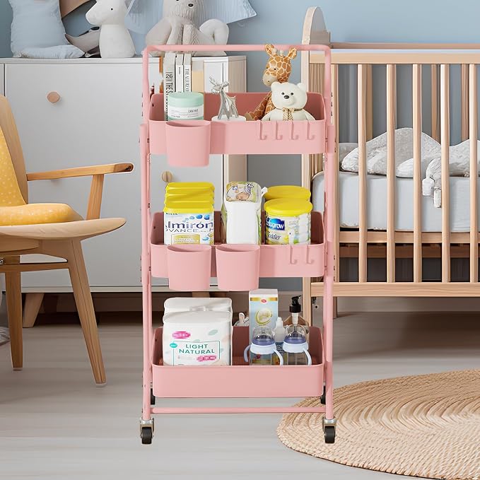 3-Tier Folding Rolling Utility Cart - Image 8
