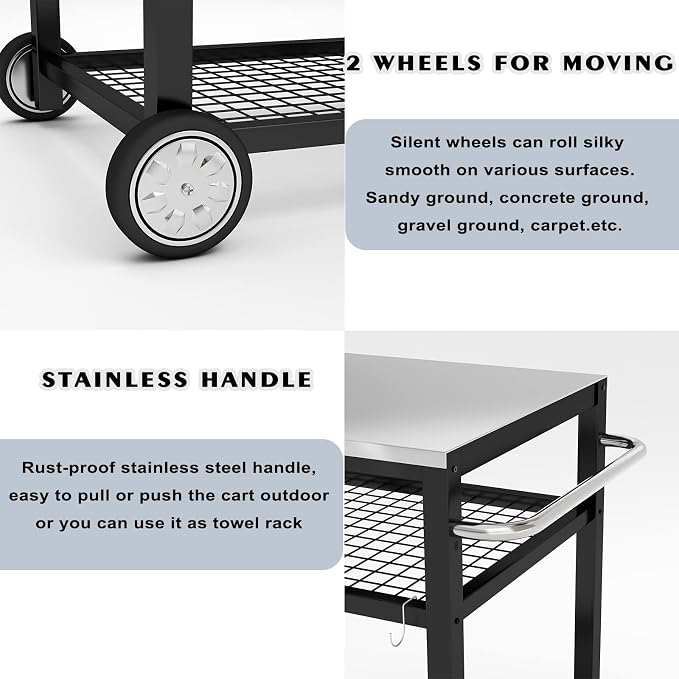 Movable Food Prep and Work Table Stainless Steel Grill Cart Modular Table - Image 6