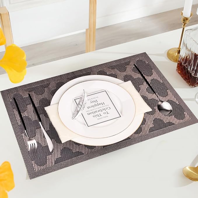 Elegant Placemats Set of 6, Plastic Heat-Resistant Non-Slip Vinyl Place Mats - Image 4