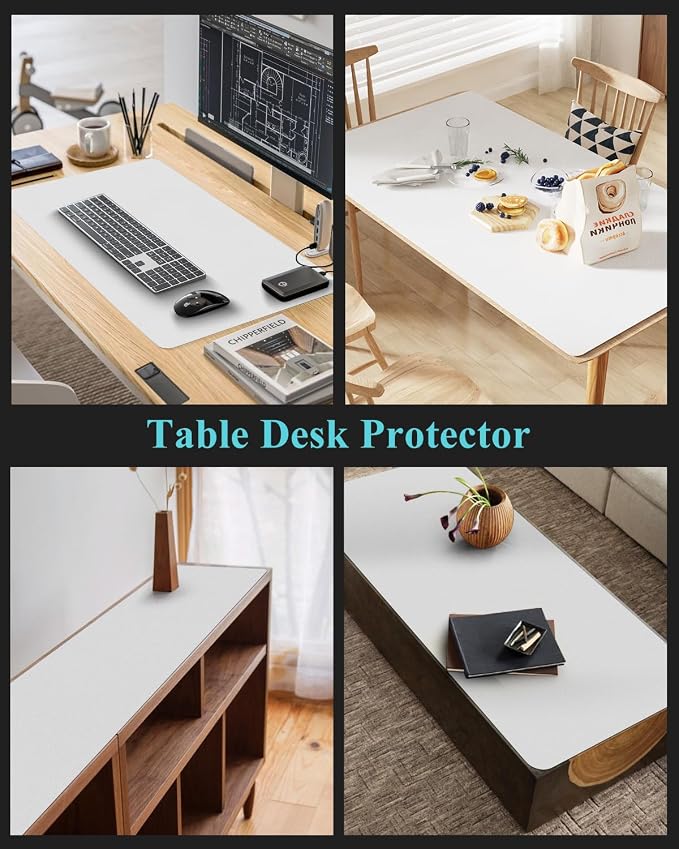 Pure White Plastic Table Cover Protector, 1.5mm Thick Rectangle Vinyl Table Top - Image 7