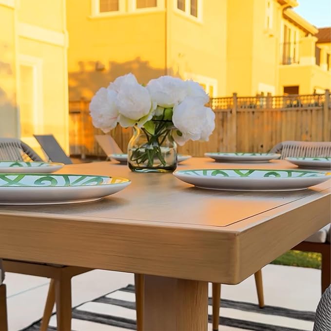 PURPLE LEAF 13 Pieces Patio Dining Set Aluminum Rectangular Table and Wicker - Image 2