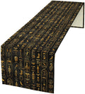 Egyptian Table Runner, Retro Egypt Mythology African Hieroglyphics Alphabet by Unknown