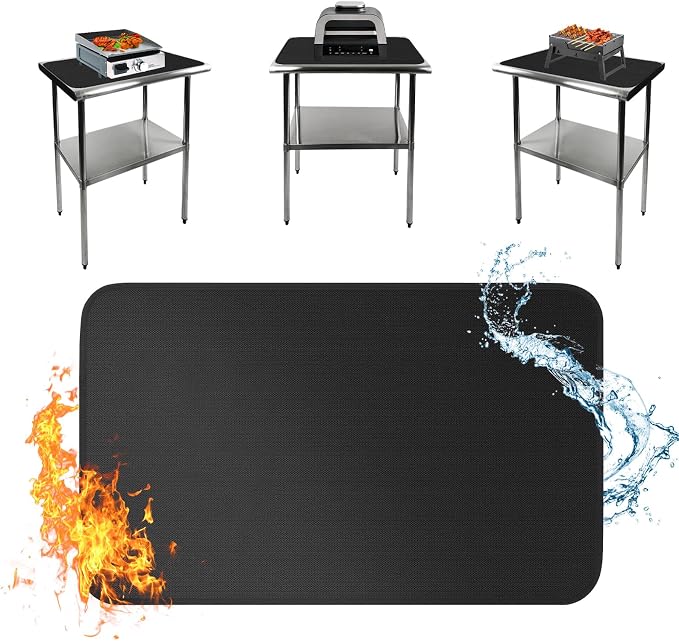 Under Grill Mat for Outdoor Grill, 24 x 31 Inchs Heat Resistant Grill Mat for by Boribim