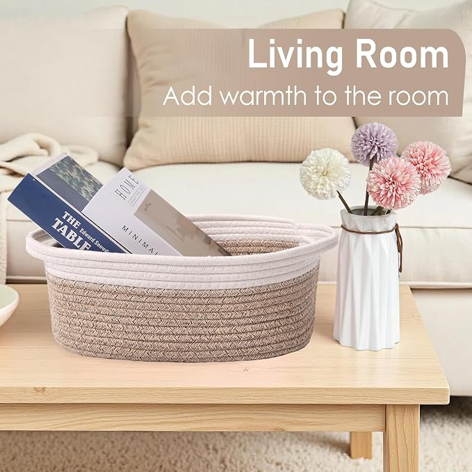 Woven Basket, Small Rope Storage Bin - Image 7