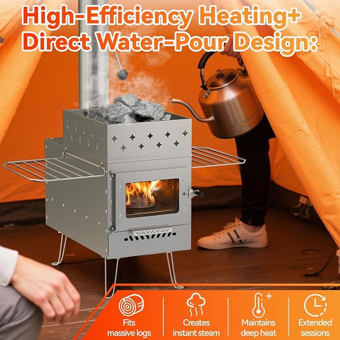 Sauna Hot Tent Stove, Portable Wood Burning Stove - Image 3