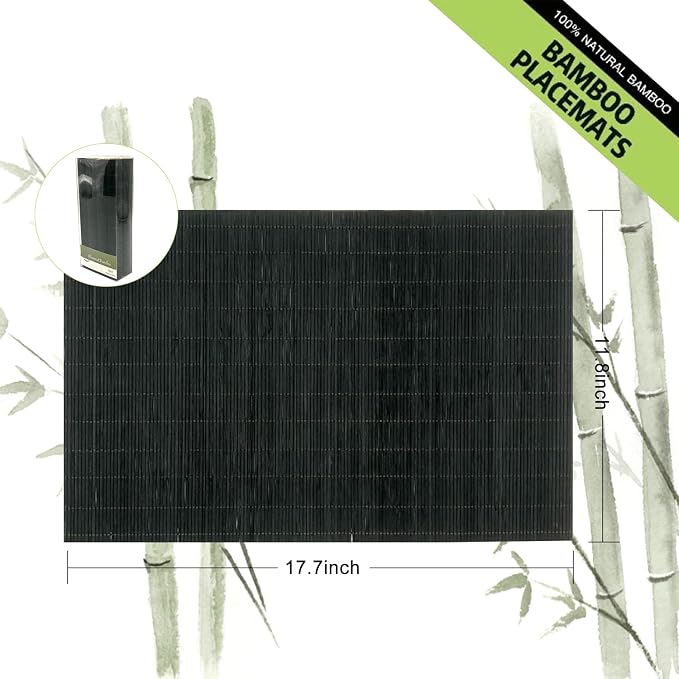 ANDSTAR Set of 8 Pcs Bamboo Placemats Sushi Rolling Mat Japanese Style Natural - Image 2
