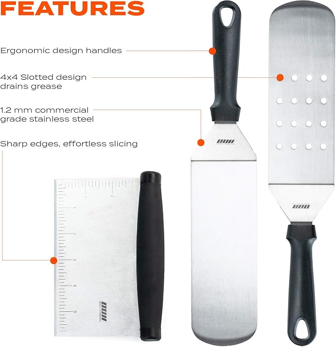 Barbecue Tool Set, 9-Piece Stainless Steel Griddle Kit with Carry Bag