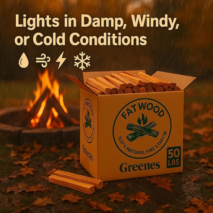 Greenes Fence Fatwood Fire Starter – 50 lb Box – 100% Natural Resin Pine - Image 3