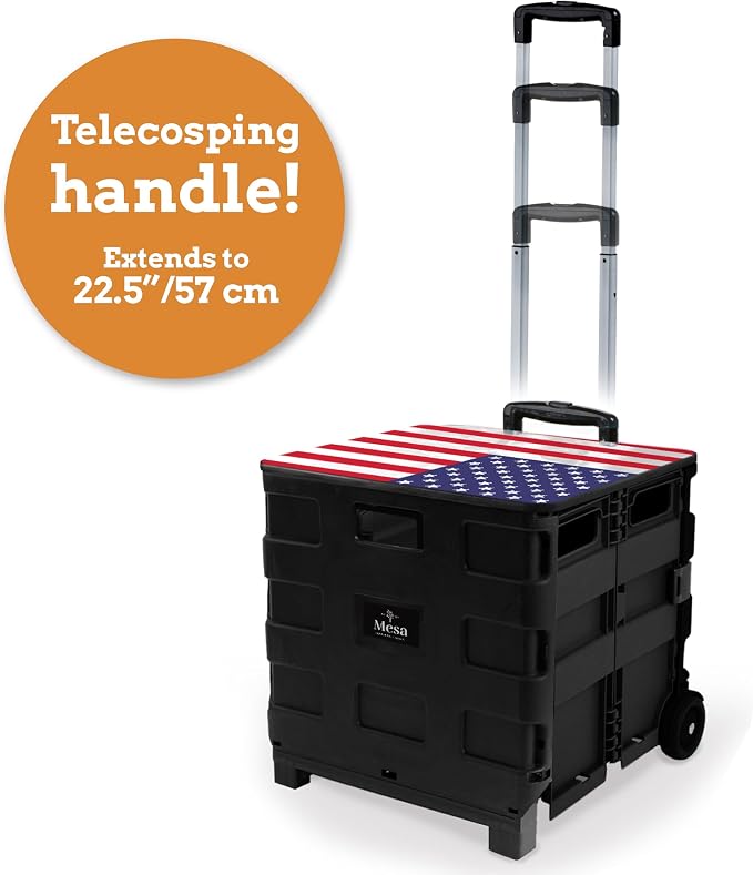 Inspired Living Collapsible Ultra-Slim Pack-N-Roll, 2 Wheel Utility Cart w/Lid - Image 4