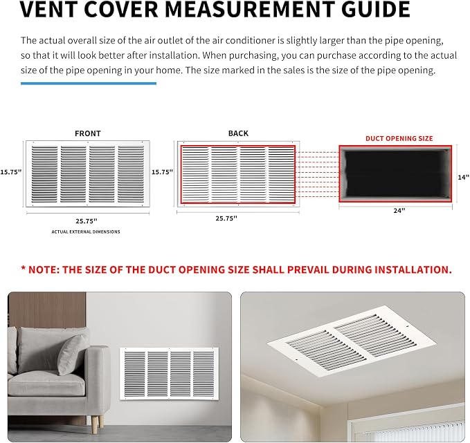 24x14 Return Air Grille, Air Return Vent Cover, Flat Vent Cover, Rejillas De - Image 4