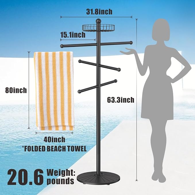 Weighted Pool Towel Rack Outdoor 20 lbs, Removable Pool Towel Holder, Towel Tree - Image 5