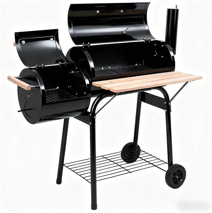 30 Inch Barrel Charcoal Grill & Smoker by Unknown