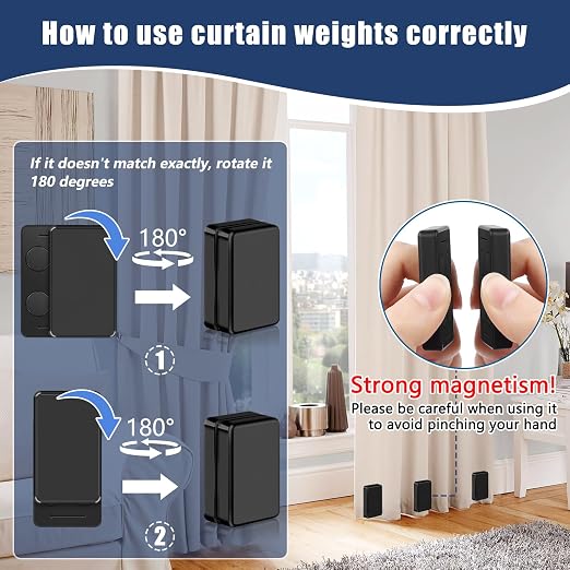 32 Pcs Outdoor Curtain Weights, 16 Pairs Upgrade to Heavier Magnetic Drapery - Image 4