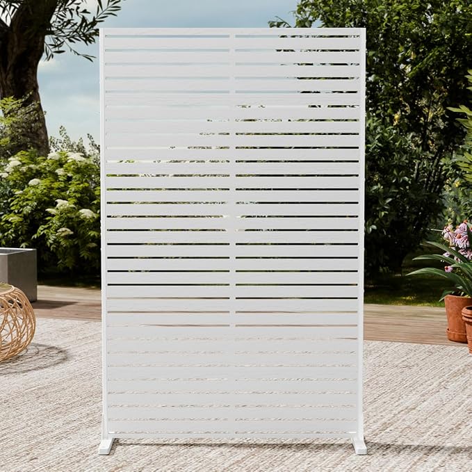 Privacy Fence Screen with Stand 6 Panel 72" H×47" W HDPE Decorative Panels with by Outdoorchairs