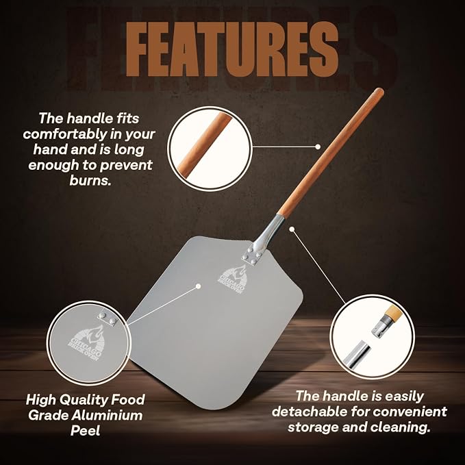 Chicago Brick Oven Pizza Peel 12" x 14", Pizza Paddle, 35.5" Long Aluminum - Image 3