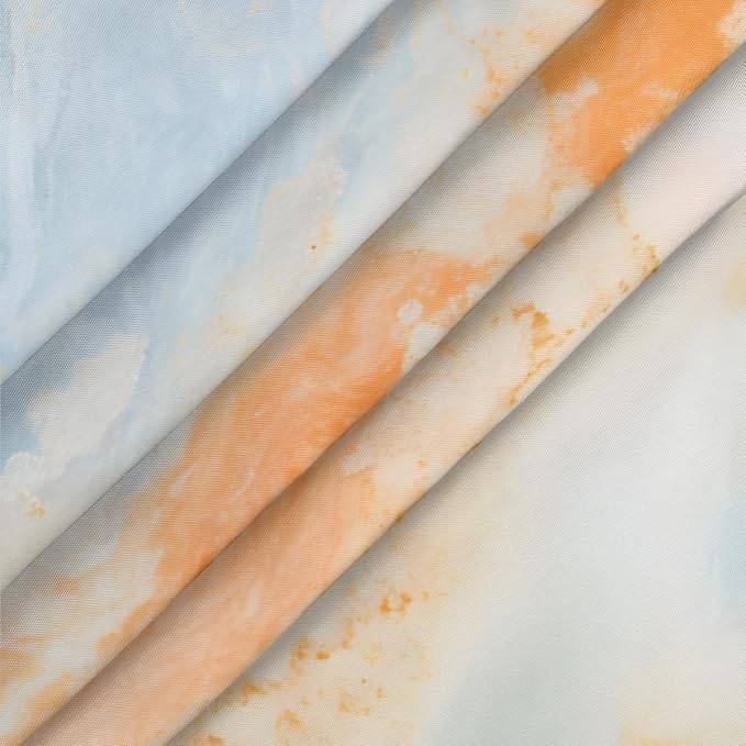 Marble Ripple Orange Blue Round Table Cloth Cover, Elastic Edge Waterproof - Image 3