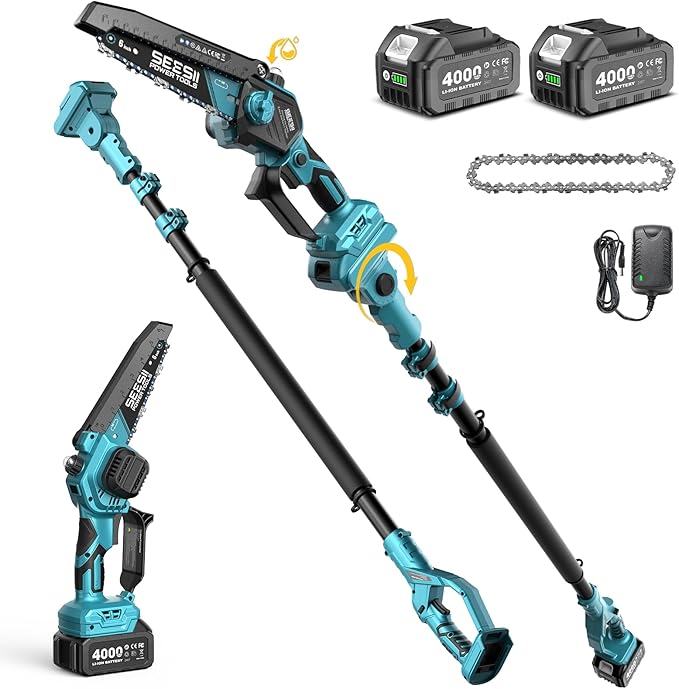 SEESII 2-in-1 Electric Pole Saws: Brushless Mini Chainsaw Cordless 6 Inch by Seesii