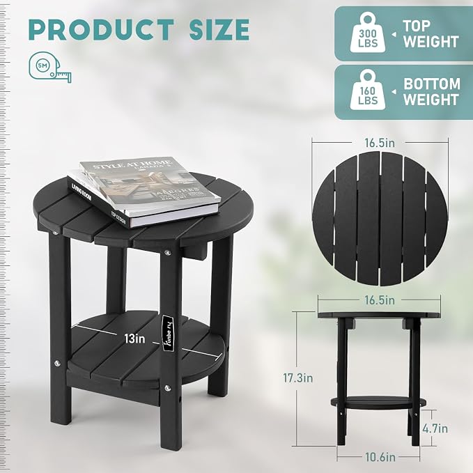 FUNBERRY Outdoor Adirondack Side Table Set of 2, 2-Tier Patio End Tables - Image 3