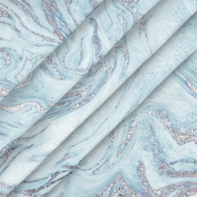 Blue Silver Marble Pattern Round Table Cloth Cover, Elastic Edge Waterproof - Image 3