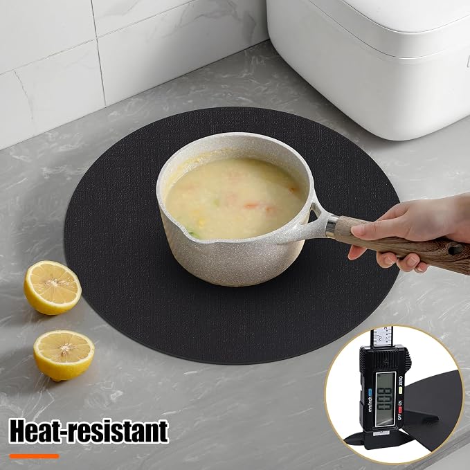 Homaxy Round Faux Leather Placemats and Coasters, Washable Dual-Side Table Mats - Image 2