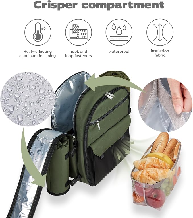 22L Insulated Picnic Basket Leak Proof Picnic Backpack - Image 3