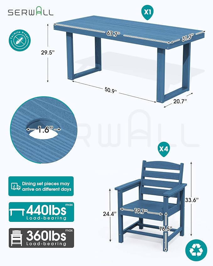 SERWALL HDPE Outdoor Dining Set - Image 2
