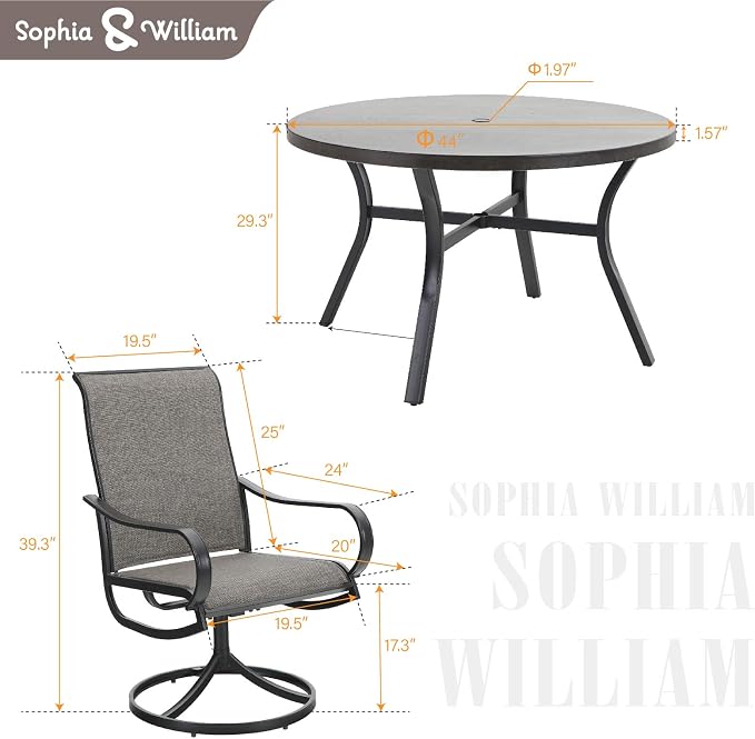 Sophia & William Outdoor Dining Set Patio Dining Set - Image 7